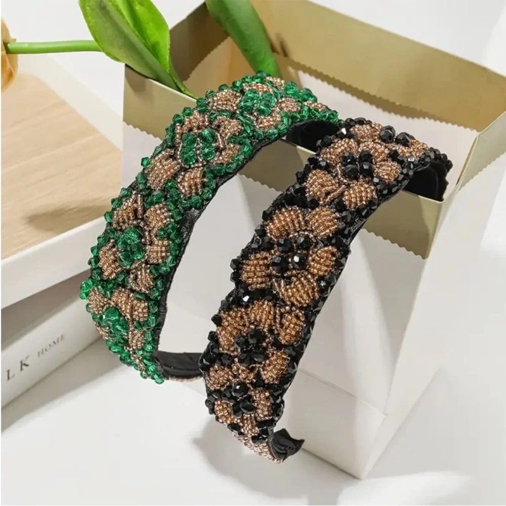 Black & Gold Intricate Beaded Headband